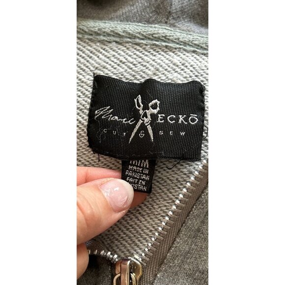 MARC ESCO Full Zip Hoodie Cotton Denim Ripped Sleeves Size Med - Picture 9 of 11